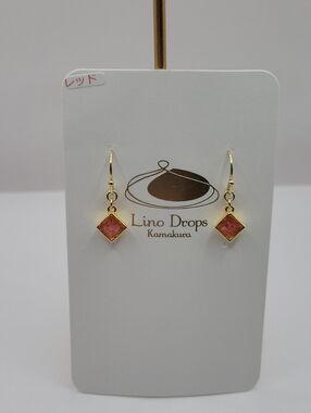 Lino Drops Kamakura Gold Dangle Earrings with Pink  Stones Japan Minimilist.